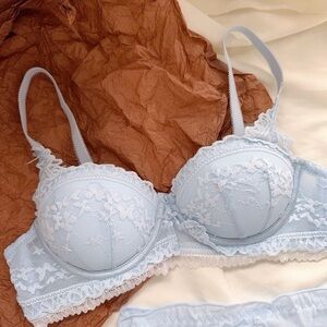 Light Blue Lace Balconette Bra